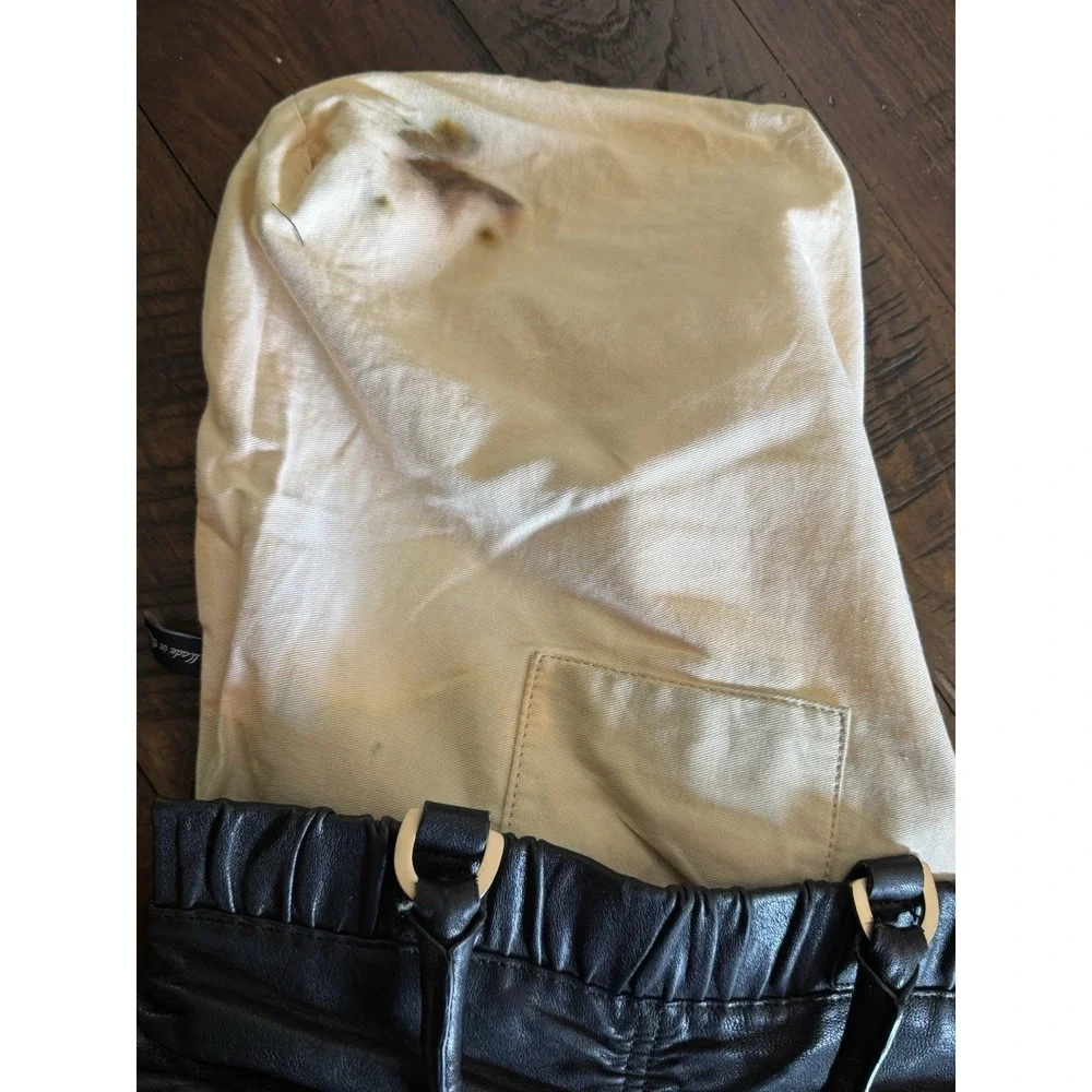 Alexis Hudson Black Leather Ruched Tote‎ Satchel Bag Gold Hardware READ